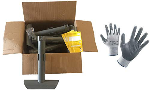 10 Contenitori per Esche Topicide Velenose. Stazione di Sicurezza Ristoramatic a Norma HACCP. Distributore Erogatore Grigio per Ratti e Topi Grandi. Cm 24 x H 37. in Omaggio Guanti da Lavoro NBR