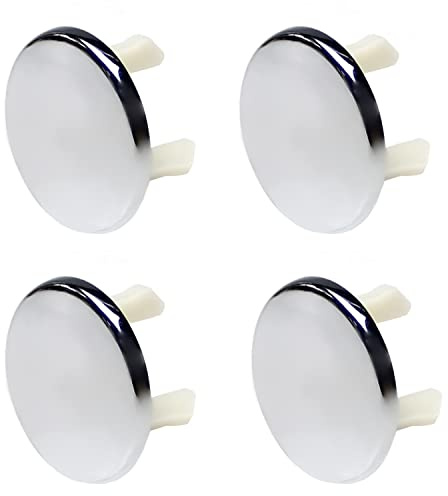 MroMax Lot de 4 bouchons de trop-plein pour évier de salle de bain ou de cuisine - Avec anneau de rechange - Argenté