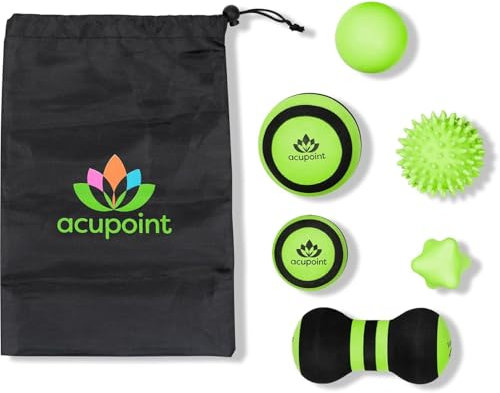 Acupoint Massage Ball Set 6 Physical Therapy Balls for Post Workout Deep Tissue Trigger Point Myofascial Release Lacrosse Ball Peanut Ball Spiky Ball Hand Therapy Ball Lg & Sm Foam Balls