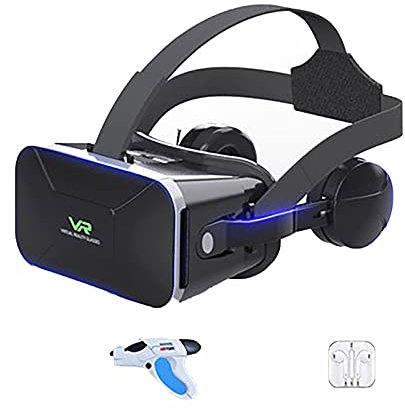 Auriculares VR Gafas Realidad Virtual Auriculares Sonido Estéreo con Auriculares Realidad Virtual con Control Remoto Compatible con Mando Distancia Juegos Películas 4.7-6.5 Pulgadas Teléfono