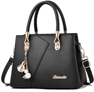 FANDARE Damen-Henkeltaschen Mehrfachtasche Handtasche PU-Leder Umhängetaschen Schultertaschen Wasserdicht Messenger-Tasche für Reisen Einkaufen Arbeiten Schwarz