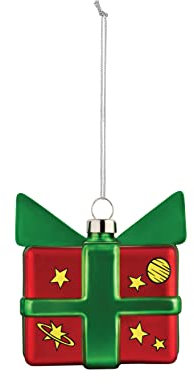 Alessi Cobosmico GJ02 16 Decorazione Natalizia Raffigurante Il Piccolo Pacco Regalo Cubosmico in Vetro Soffiato a Bocca all'Interno di Uno Stampo e Decorata a Mano