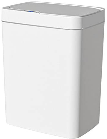 perfk Pattumiera Pattumiera Cestino Automatico Cestino della Spazzatura Secchio della Spazzatura Elettrico Pattumiera per WC Soggiorno Bagno di, 15 Litri Bianco