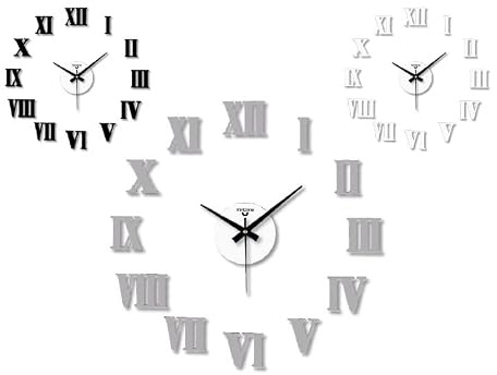 Orologio da Parete Adesivo Eva Wall Stick Numeri Romani 50 x 50 cm 3 Colori