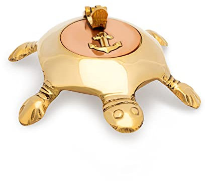 NKlaus Aschenbecher Messing mit Schildkröten-Design, maritim, 1 Stück
