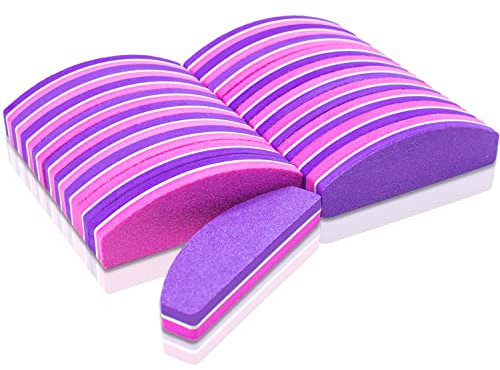 20 Pièces Bloc Polissoir Ongles, Polissoir a Ongle en Gel Acrylique Naturel 100/180 Grain Éponge Buffer Ongles Manucure, Pédicure Ponçage Rose & Violet