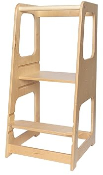 TOYBOX Lernturm für Kinder, Höchste Sicherheit, Montessori Lernturm ab 1 Jahr, Küchenhelfer und Learning Tower (Naturholz)