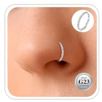 ESHIONER Piercing Nez Anneaux G23 Titane Piercing Nez Anneau fin Piercing Anneaux helix Conch Septum Argent Or Daith Tragus CZ Boucles d'oreilles Oreille Bijoux 10MM 16G
