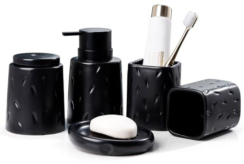 Badezimmer Set Umlaca Bathroom Accessories,5-teiliges Zubehör,Geeignet für die Verwendung in Bad,Bathroom (Schwarz)