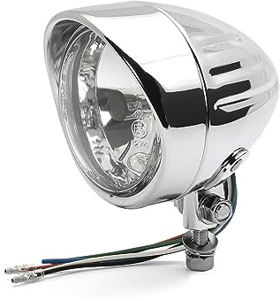 Dock66 4 Scheinwerfer Salt Flat Pumper Visor Grooved Chrom ECE für Chopper, Bobber, Tracker, Custombike