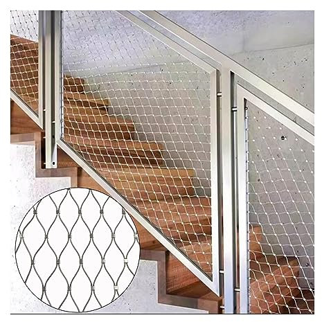 LXBAMKEA Red Cuerda De Alambre De Acero Inoxidable, Malla 9CM, Campo Fútbol Granja Jardín Límite De Protección Decor Flexible Malla Cables, Balcón Escalera Ventana Red Anticaída (Color : Silver, Siz