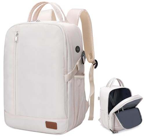 Lossga Handgepäck Rucksack 40x20x25 für Ryanair 20L | Flugzeug Reiserucksack 14 Zoll Laptop Travel Backpack für Wizz Air Unter Sitzplatz Cabin Bag Herren Damen, Beige