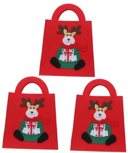 Mobestech 3 Stücke Weihnachten Taschen Tote Elch Muster Filz Festliche Tasche Partei Liefert Lagerung Beutel