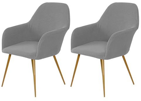 ZRCYXDW Fundas de Sillas Comedor con Brazos Elásticas-Gris A-2 Pieza | Modernas Cubiertas para Sillas con Respaldo Curvo, Extraíble y Lavable, Protector de Sillón para Hogar y Oficina