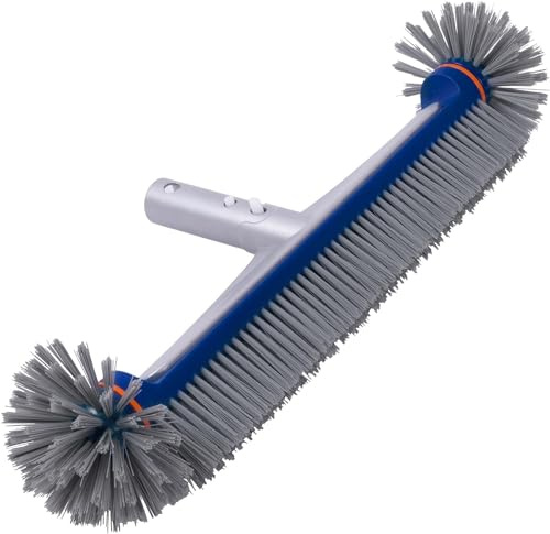 PooLiFE 17,5 Poolbürste Mit Runden Enden für Wand und Fliesen mit verstärkter Aluminium Rückseite,45cm Pool Bürste mit starken Borsten,Nicht mit Teleskopstange