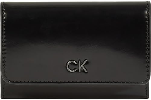 Calvin Klein Damen Geldbörse Daily Trifold Zip Shiny Glänzend, Schwarz (Ck Black), Einheitsgröße