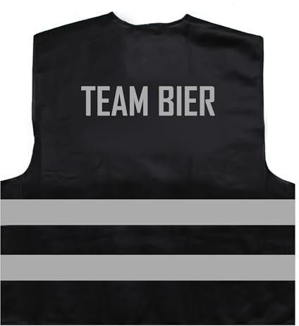 Team Bier Vatertag Männerabend JGA 2024 Warnweste BZW. Signalweste mit reflektierendem Aufdruck - Größe XXL / 3XL, Schwarz