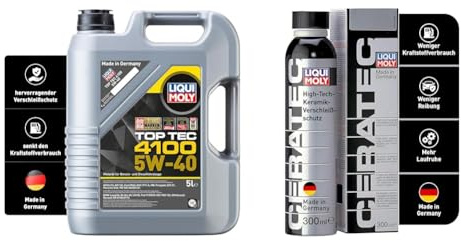 LIQUI MOLY Top Tec 4100 5W-40 | 5 L | Synthesetechnologie Motoröl | Art.-Nr.: 3701 & Öladditiv Cera Tec Art.-Nr. 3721 Keramikverschleißschutz