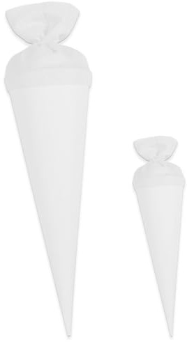 itenga Bastelschultüte Set 70cm und 35cm Geschwisterschultüte - Schultütenrohling Zuckertüte Schultüte 70cm und 35cm im Set rund mit Filzverschluss (weiß)