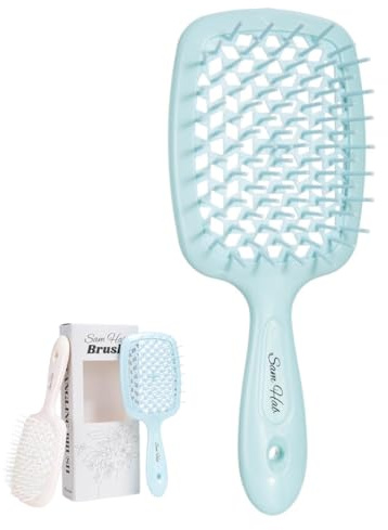 SamHab Entwirrungsbürste (Blau) Entwirrungsbürste, Bürste zum Entwirren, Detangling hair brush for curly hair and normal hair, Haarbürste für nasses und trocknes Haar Sanftes Entwirren ohne Ziepen