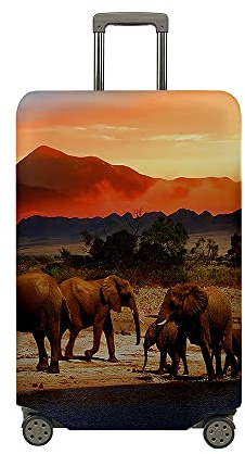 Highdi Kofferhülle, Elastisch Reise Kofferschutzhülle Reisekoffer Koffer Schutzhülle, 3D Elefant Kofferhülle Kofferschutzhülle, Kratzfest Kofferschutz (Dämmerung,XL (29-32 Zoll))