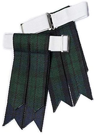 Flashes pour chaussettes de kilt pour hommes avec boucles lourdes ajustables, chaussettes unies et à carreaux pour kilt/Garter en laine acrylique pointu, montre noire, taille unique