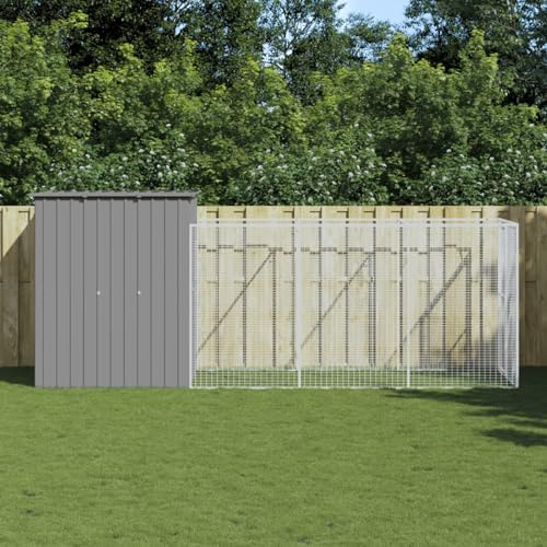 Azzrora Gabbia Cane, Box per Cani da Esterno, Box Cane Esterno, Gabbia per Cani da Esterno Corsa Grigio Chiaro 165x455x181 cm Acciaio Zincato