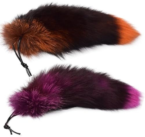 Nocyclonic 2 Pieces 40cm Fell Schwanz fox tail Tierschwanz AnhängerKeychain Extra Groß Schlüsselring Tasche Zusätze Auto Schlüsselketten Anhänger (36)
