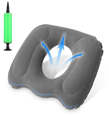 Cexovo Sitzkissen Orthopädisch,Aufblasbares Sitzkissen Orthopädisch,Bürostuhl Sitzkissen Stuhl Anti Hämorrhoiden,Sitzring Steißbein Entlastung,Ideal bei Steißbein,Prostata,Ischias,Bettwunden,Gray
