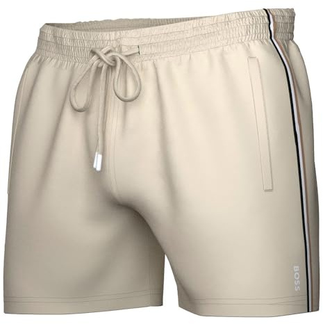 BOSS Mens Iconic Swim Shorts Open White M