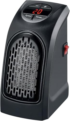 Heizlüfter für Badezimmer – Heizlüfter über Steckdose – Zusatzheizung mit Wandsteckdose – Thermostat Timer verstellbar LED-Anzeige – Temperatur: 15 – 32 ℃ – 400 W