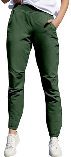 HIBETY Damen Elastische Kordelzug Taille Golf Hosen, Sonnenschutz Bequeme Lounge Hosen, Leichte Athletic Jogger Army Green02-M