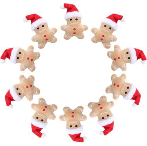 10 Stück Weihnachts-Katzenspielzeug Lebkuchenmann - Gefülltes Lebkuchenmännchen-Katzenminze-Spielzeug Für Katzen | Lebkuchen Katzenspielzeug | Katze Beißspielzeug Weihnachten Lebkuchenmann Plüschtier