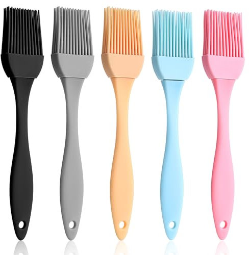Yuanchu 5 pennelli da pasticceria in silicone, resistenti al calore, 17,8 cm, in silicone, antiaderenti, per cucina, barbecue, barbecue, mescolare, senza BPA, lavabili in lavastoviglie