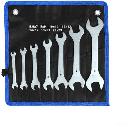 Oniissy Set di chiavi metriche a doppia estremità aperta, 7 pezzi, per varie attività di riparazione, set di chiavi a doppia estremità aperta, 7 pezzi con varie dimensioni per lavori di riparazione