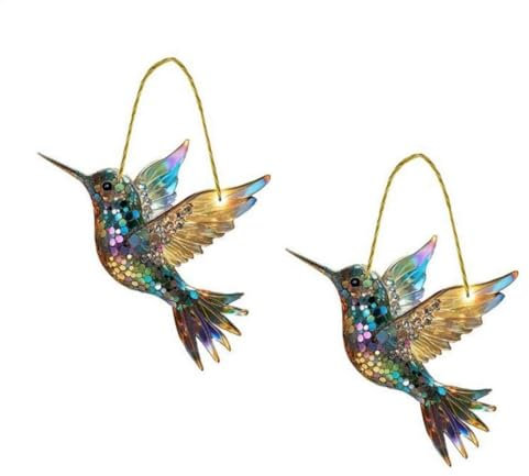 Lichtfänger Fensterbilder Zum Aufhängen, 2 Stück Kolibri Sonnenfänger Basteln, Vögel Deko Basteln Zum Hängen, Frühlingsdeko Acryl Ornamente, Fensterdeko Hängend Modern, 2D Sun Catcher Decoration