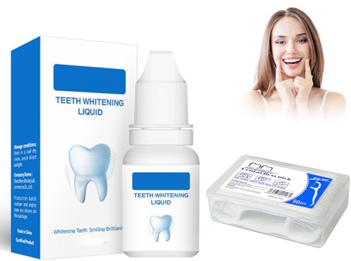 Soluzione per la cura dei denti + cotton fioc + filo interdentale, Teeth Whitening, Alito Fresco, Rimuovere il Tartaro, Sbiancante Rimuove le Macchie, Sbiancante Lucentezza, per Denti Bianchi, serum