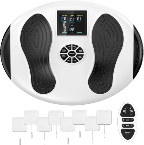 Foot Massagers for Pain and Circulation, EMS & TENS Foot Circulation Machine for Pain, Plantar Fasciitis, Neuropathy, Fight Soreness, Reduce Swelling, with 99 Intensities, 15 Programmes