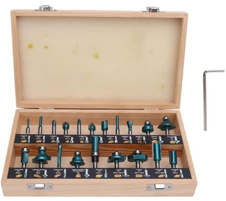 20pcs Router Bits, Standard Shank Woodwork Tools Professional Carbide Milling Cutter Set for Trimming, Carving, MDF, Plywood, Acrylic (1/2 Inch Shank)