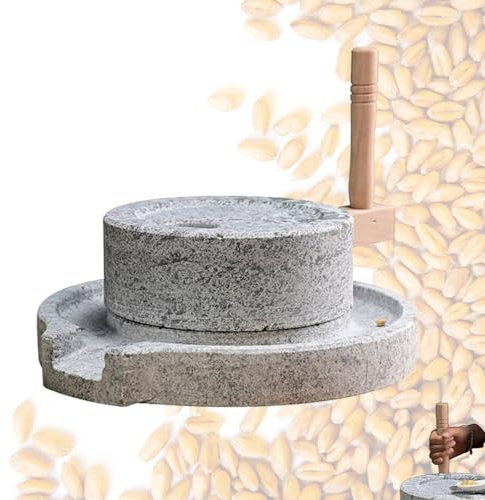 LFHWHKJ Stone Mill Grinder, Natural Granite Paste Mill, Large Handmade Home/Commercial Grain Milling Machine, Wet Dry Mill for Grinding Wheat, Mustard Seeds, Spices, Beans, and Coffee(A)
