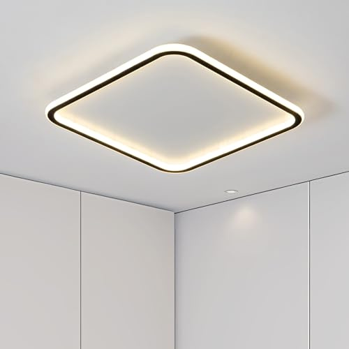 Mikeru Modern 40cm Ceiling Light, Dimmable 3000k/4500k/6500k LED Square Ceiling Light, 10%-100% Brightness Adjustable, Recessed Lamp for Living Room, Bedroom, Office