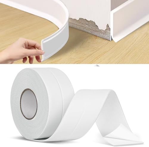 Flexibel Sockelleiste Selbstklebend 5m, Weichsockelleiste Selbstklebend PVC, Ohne Bohren, DIY-Renovierung Für Altbau Und Moderne Räume (Weiß)