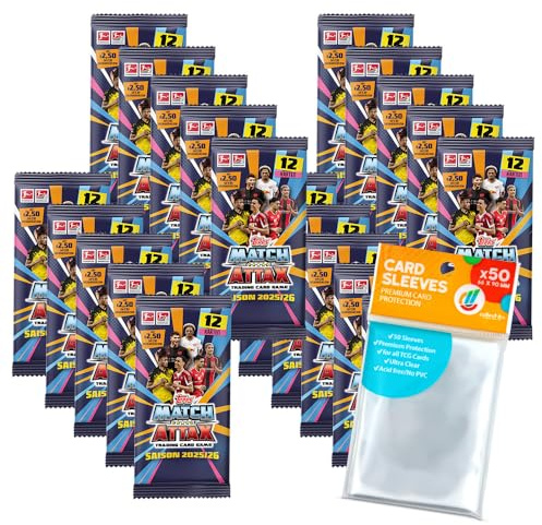 Bundle mit Topps Match Attax Bundesliga 2025/26-20 Booster + Exklusive collect-it Hüllen