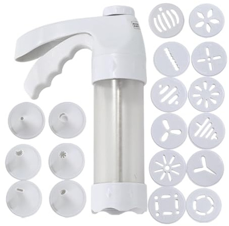 Ceprznvey Set Completo per Pressa da Biscotti,Utensili per Dolci Manuali e Resistanti | Stampo Con 12 Dischi E 6 Ugelli Per Piping,Adatto A Impasto Pizzelle Pasticceria Torta Dolce Famiglia Cucina