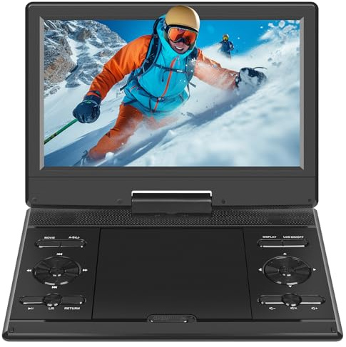 BOKYOK 14.5 Portable DVD Player with 12.1’’ HD Swivel Screen, 3-5Hrs Play, DVD Player Portable with Dual Stereo Speaker, Last Memory, Support SYNC TV/USB/SD Card, Play All Discs Format