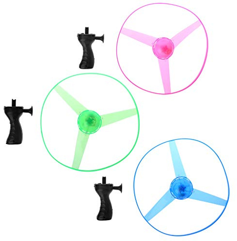 BIUFY Hélicoptère Disque Jouet à hélice en Forme de Soucoupe Volante avec LED Clignotantes et Ficelle à Tirer (Neuf)