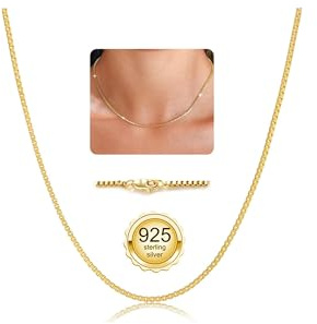 BAROROBA Sterling Silver/Gold Chain Necklaces for Women Ladies 925 Thin Silver Box Chain Women's Jewelry Gifts 14 16 18 20 22 24 Inch