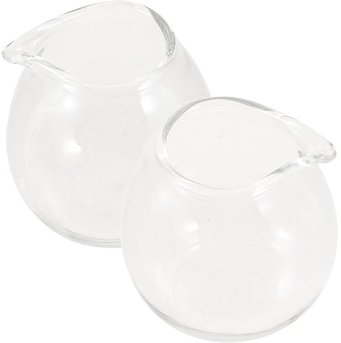 Kichvoe Juego 2 Mini Jarras de Leche de Vidrio Transparente 20 Ml, Pequeñas para Servir Salsa y Jarabe, Diseño Compacto para Cocina y Restaurante, Adecuado para Café y Condimentos