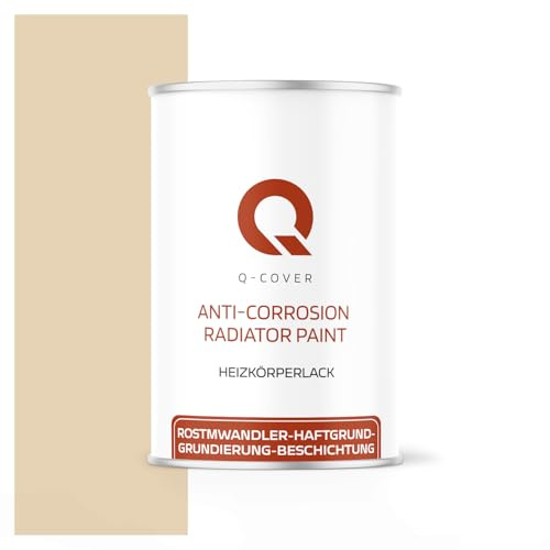 Q-COVER Vernice per riscaldamento, colore avorio chiaro, RAL 1015, opaca, 1 l, per radiatori direttamente su ruggine, resistente al calore, per radiatori e metallo, interni