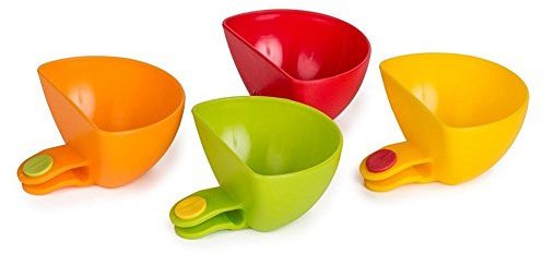 Starworld - Juego de 4 soportes para platos con clip para salsa de tomate, sala, vinagre, azúcar, especias y color aleatorio